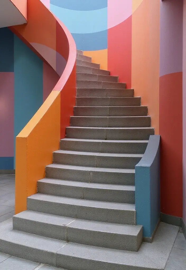 28+ Staircase Wall Designs That Make a Statement - 16. Color Blocking