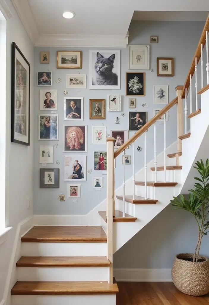 28+ Staircase Wall Designs That Make a Statement - 25. Customizable Magnetic Wall