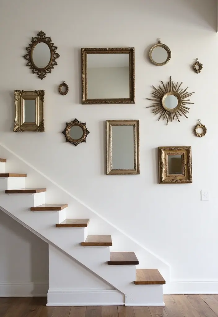 28+ Staircase Wall Designs That Make a Statement - 8. Mirrors for Depth