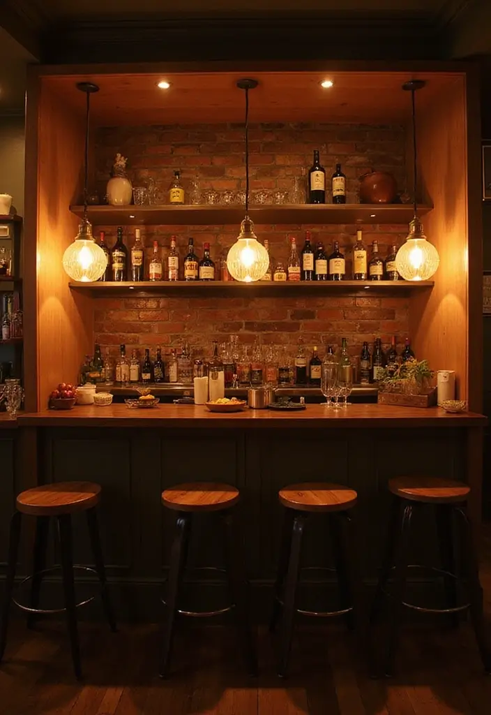 28+ Wall Bar Ideas for a Stylish Home Lounge - 11. Statement Lighting