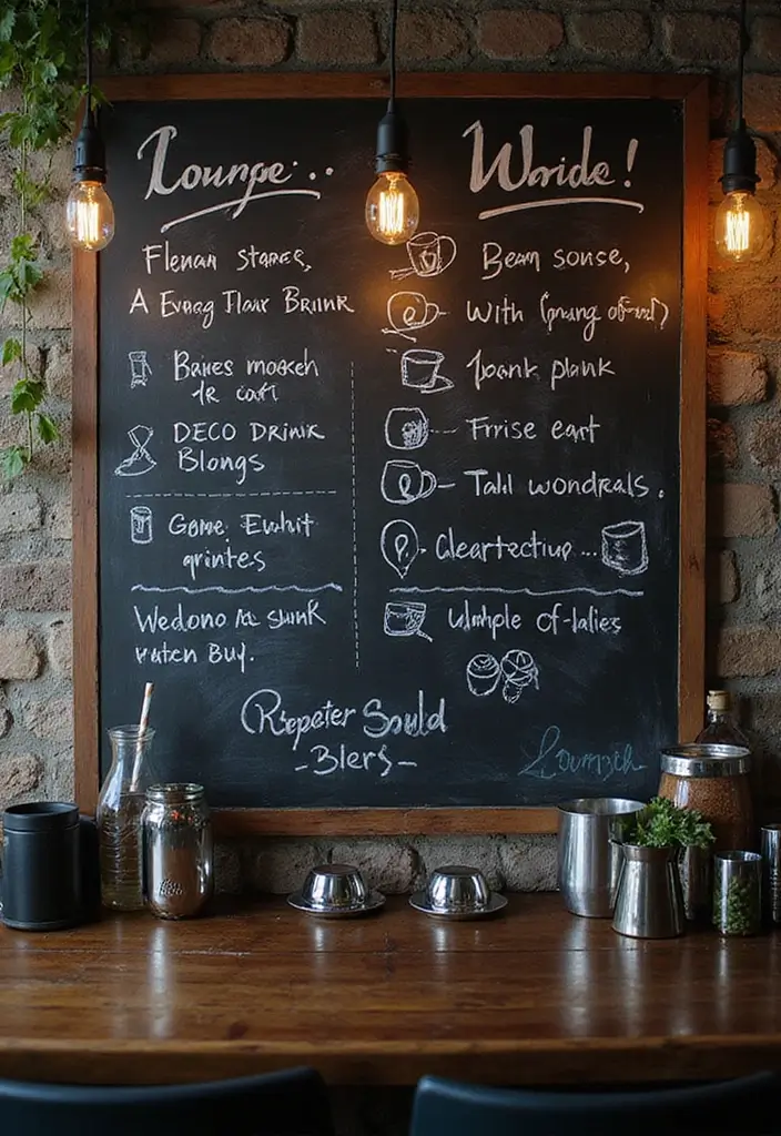 28+ Wall Bar Ideas for a Stylish Home Lounge - 19. Chalkboard Wall Bar