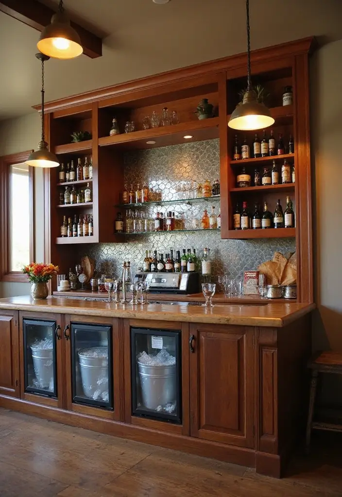 28+ Wall Bar Ideas for a Stylish Home Lounge - 20. Bar with Built-in Coolers