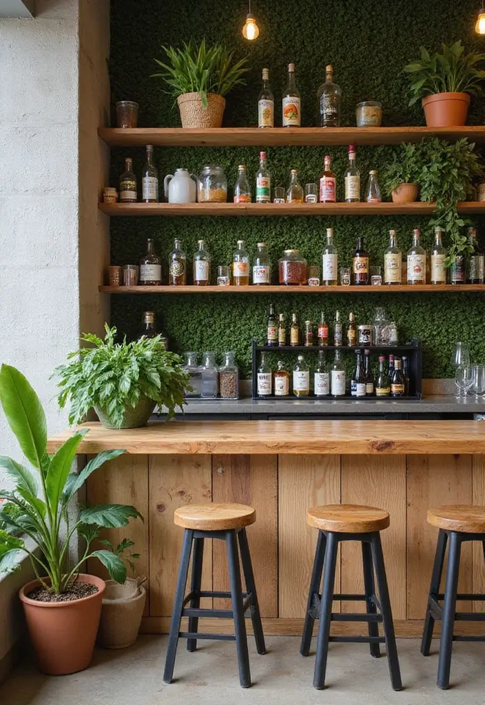 28+ Wall Bar Ideas for a Stylish Home Lounge - 22. Eco-Friendly Wall Bar