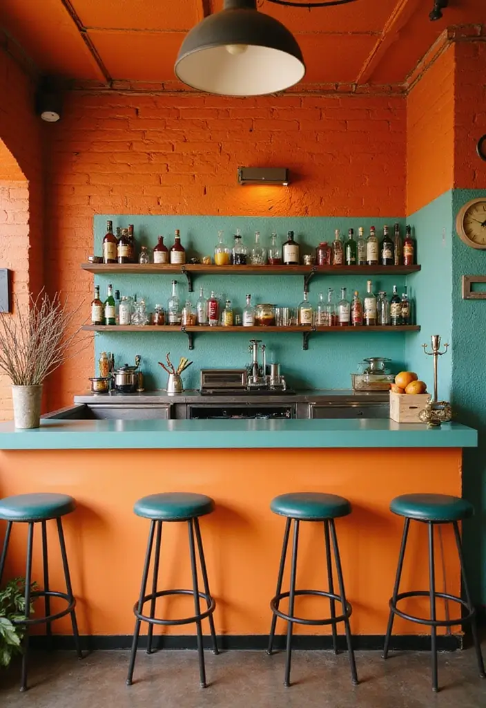 28+ Wall Bar Ideas for a Stylish Home Lounge - 24. Retro Wall Bar
