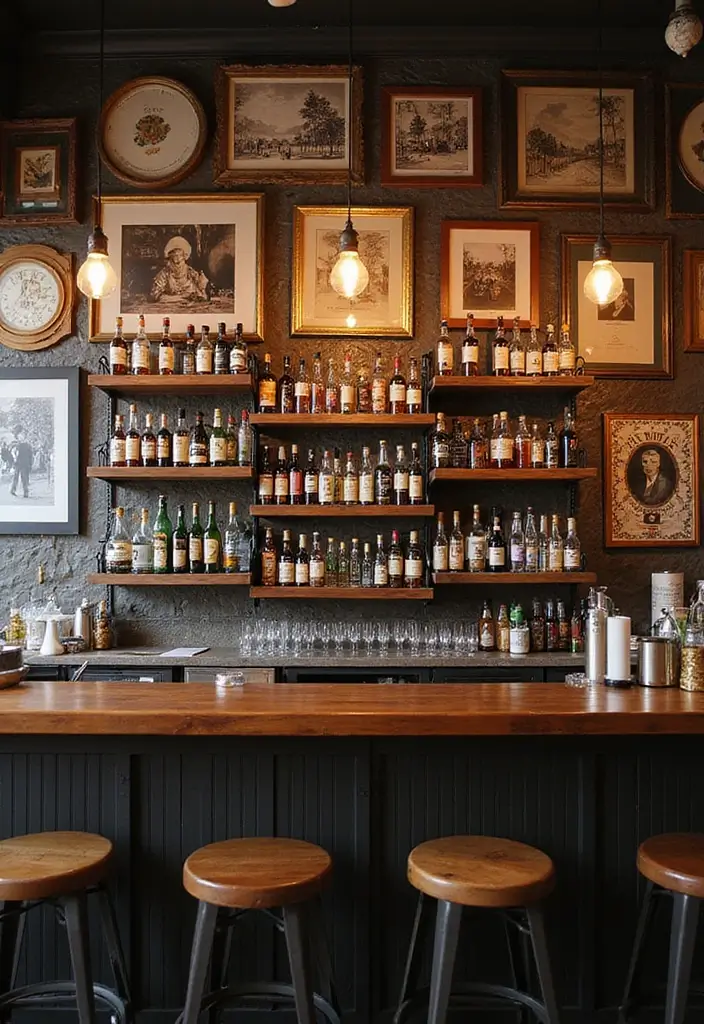 28+ Wall Bar Ideas for a Stylish Home Lounge - 25. Bar with Personal Touches