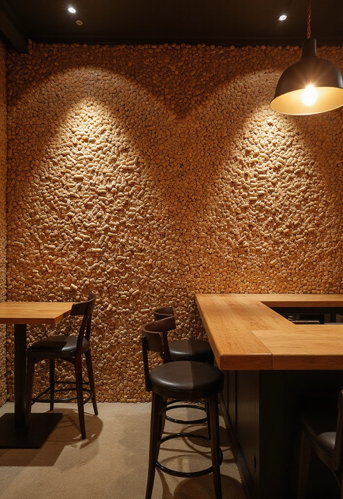 28+ Wall Bar Ideas for a Stylish Home Lounge - 26. Artsy Cork Wall