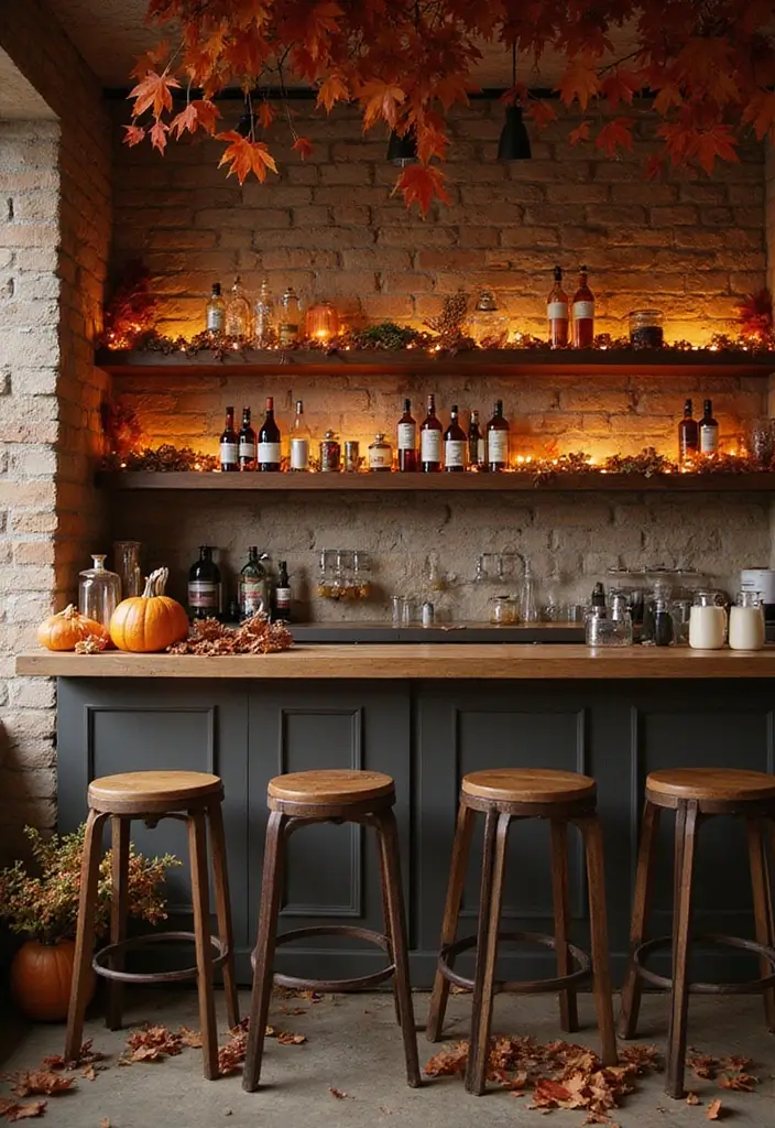 28+ Wall Bar Ideas for a Stylish Home Lounge - 27. Seasonal Decor
