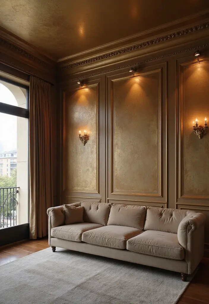 28+ Wall Covering Ideas That Redefine Interiors - 13. Metallic Finishes