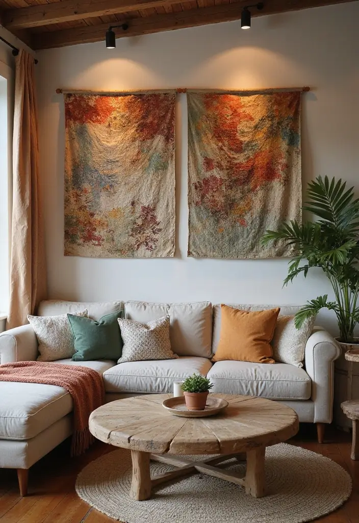 28+ Wall Covering Ideas That Redefine Interiors - 28. Fabric Wall Hangings