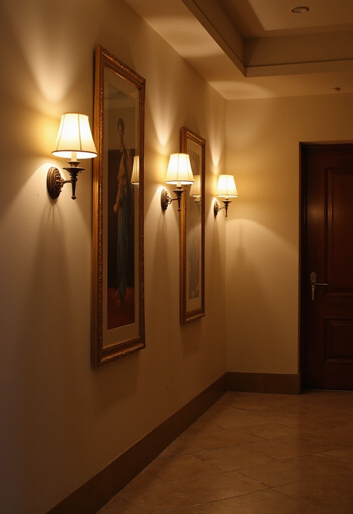 29+ Foyer Wall Ideas That Impress Instantly - 11. Wall-mounted Lighting for Ambiance
