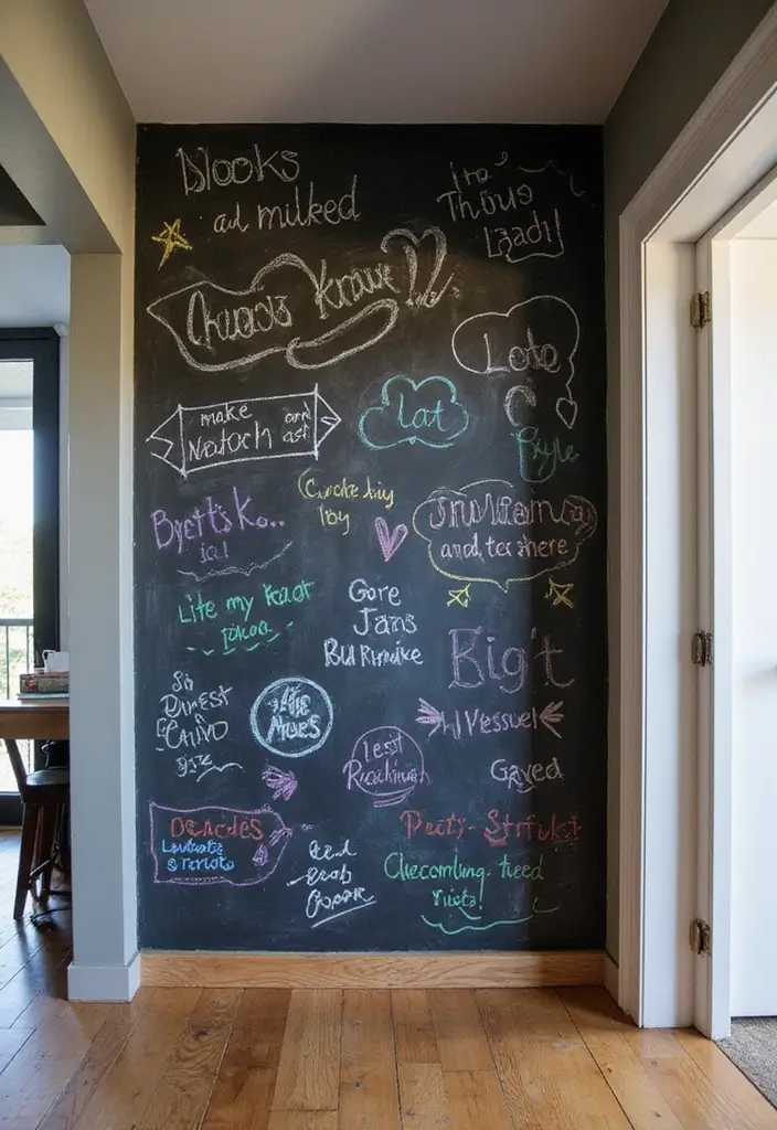 29+ Foyer Wall Ideas That Impress Instantly - 22. Chalkboard Walls for Fun