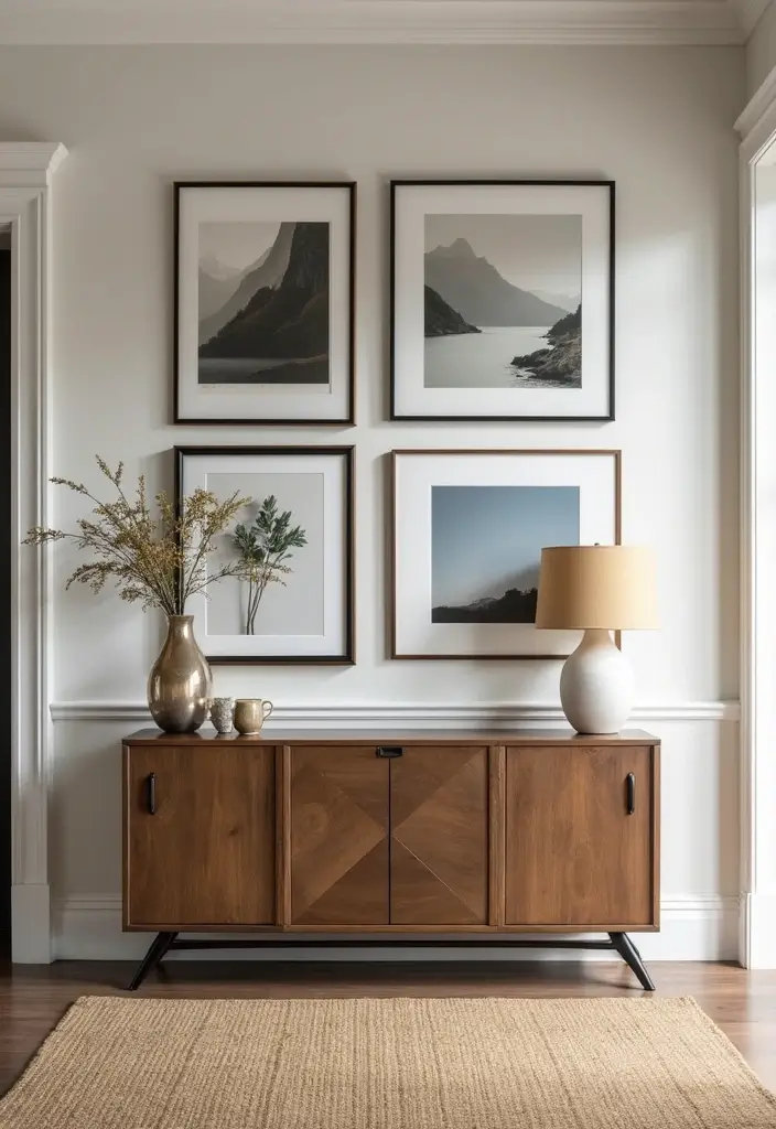 29+ Foyer Wall Ideas That Impress Instantly - 25. Elegant Wall Frames