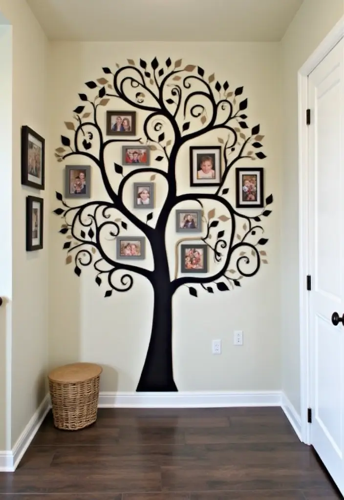 29+ Foyer Wall Ideas That Impress Instantly - 27. Family Trees as Unique Decor