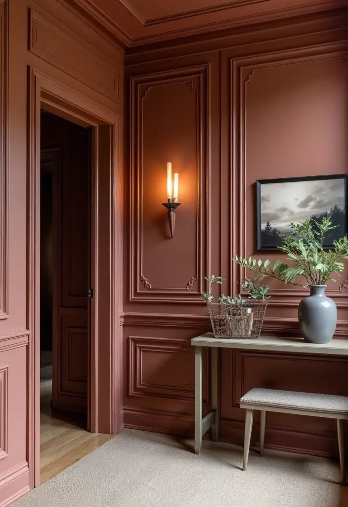 29+ Foyer Wall Ideas That Impress Instantly - 5. Decorative Paneling for Depth