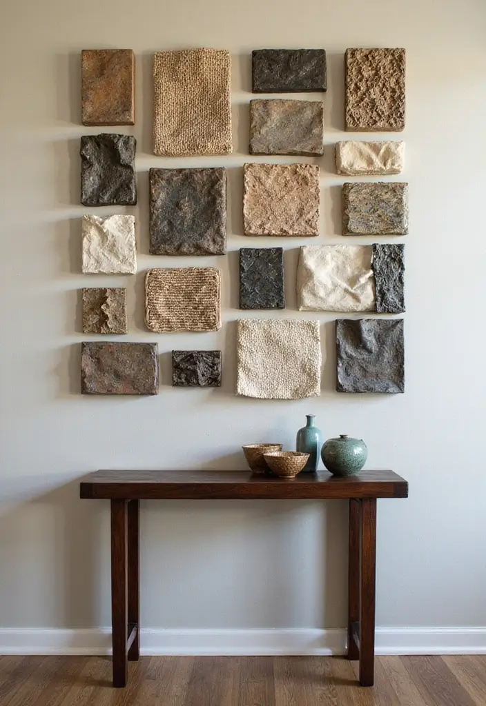 29+ Foyer Wall Ideas That Impress Instantly - 6. Textured Wall Art