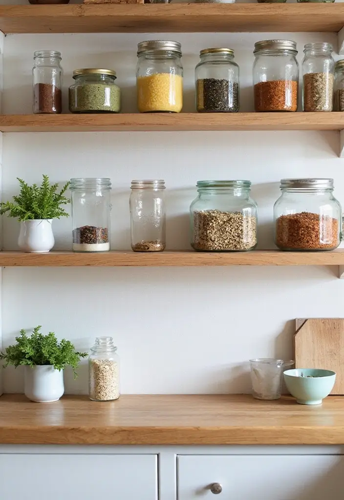 29+ Kitchen Wall Decor Ideas That Spark Joy - 10. Upcycled Glass Jars