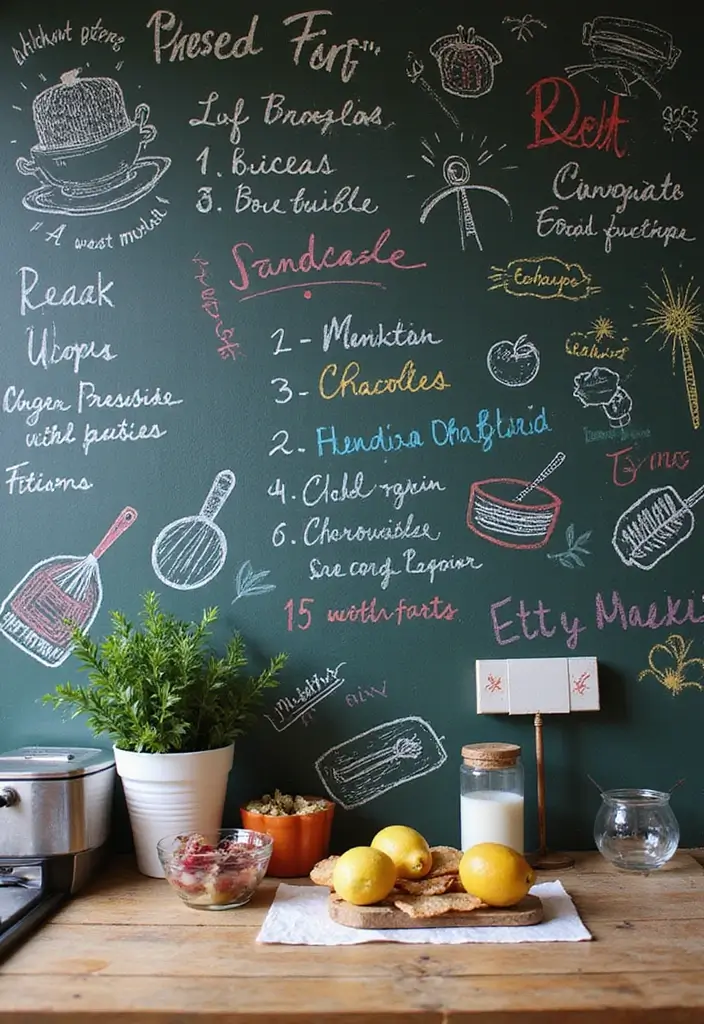29+ Kitchen Wall Decor Ideas That Spark Joy - 6. Chalkboard Wall Art