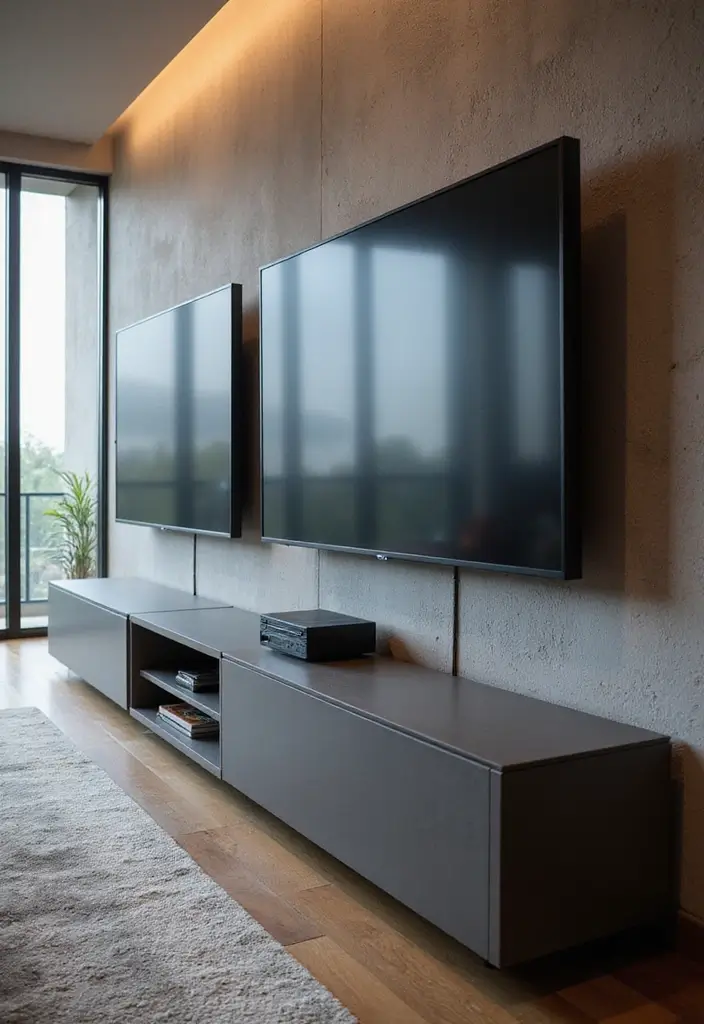 29+ Media Wall Ideas for Modern Homes 17 29+ Media Wall Ideas for Modern Homes - 17. Dual TVs Concept