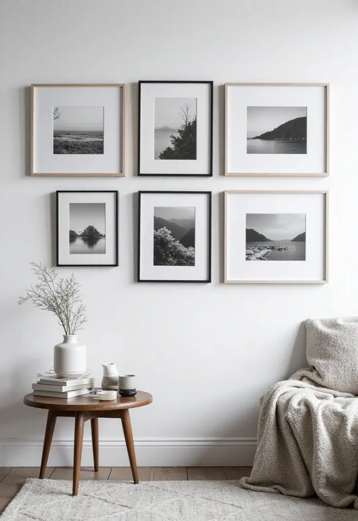 29+ Picture Wall Ideas That Elevate Your Interiors - 2. Minimalist Black and White