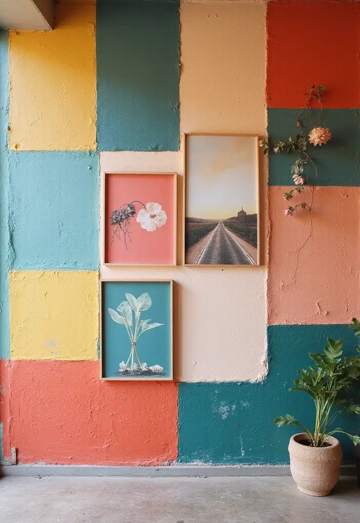 29+ Picture Wall Ideas That Elevate Your Interiors - 20. Color-Blocked Sections