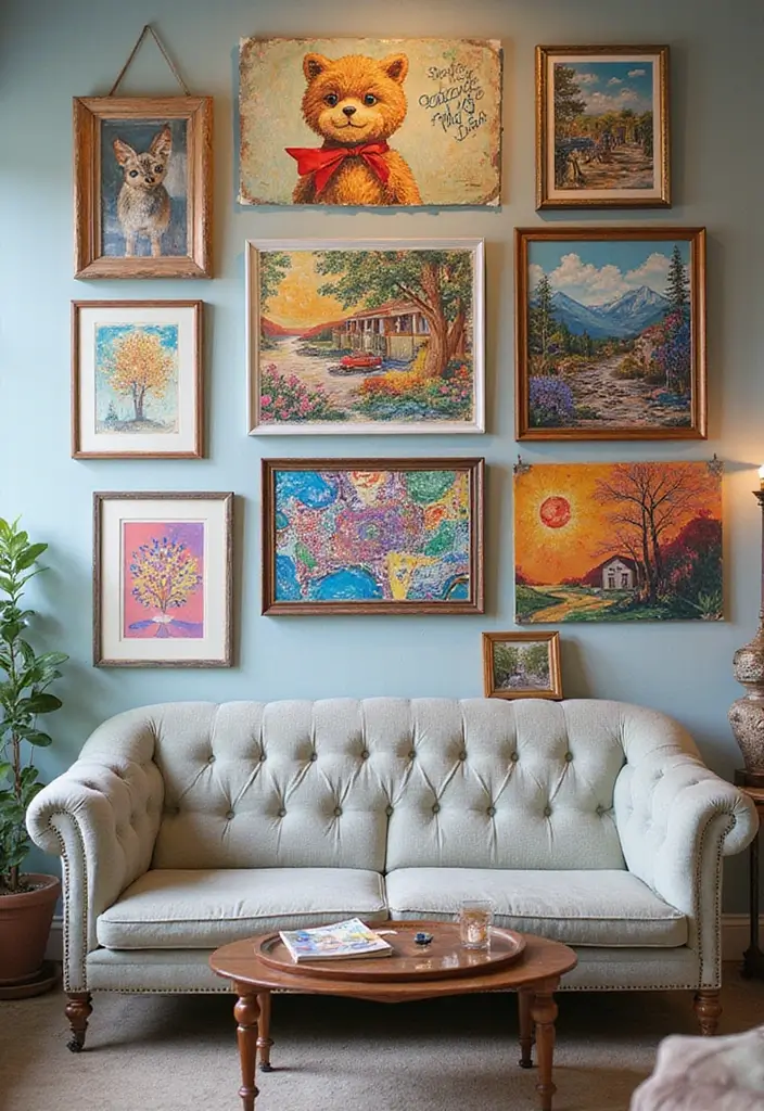 29+ Picture Wall Ideas That Elevate Your Interiors - 26. Art from Local Artists