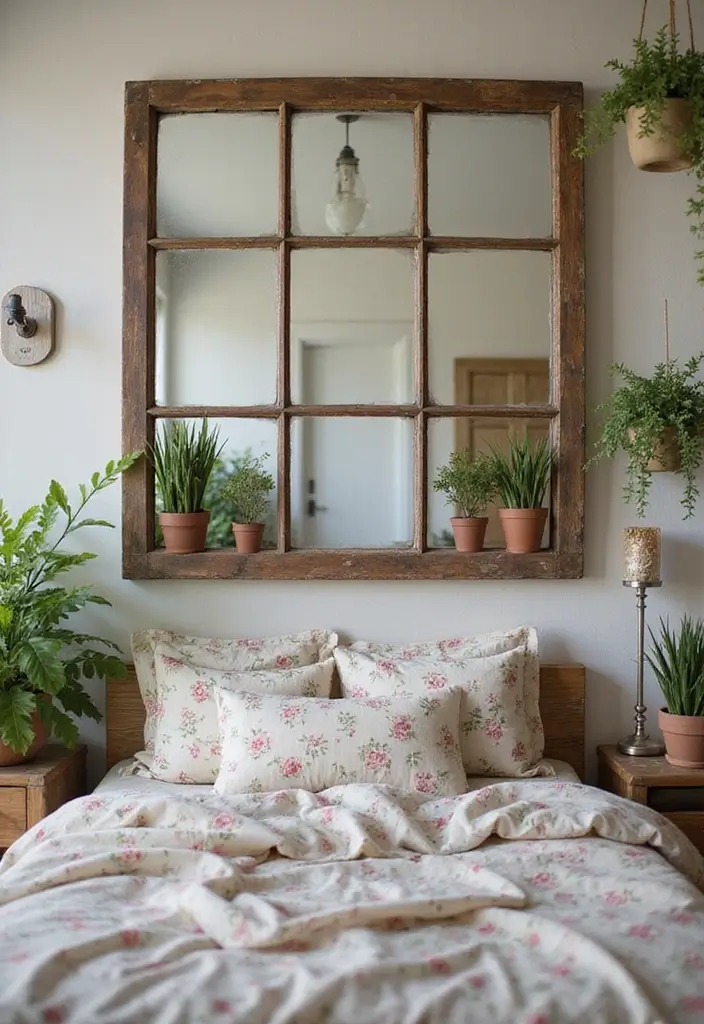 29+ Wall Mirror Ideas That Add Light and Space - 11. Vintage Window Mirrors