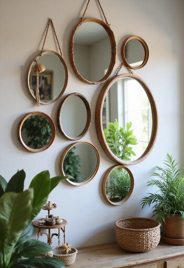 29+ Wall Mirror Ideas That Add Light and Space - 19. Layered Mirrors