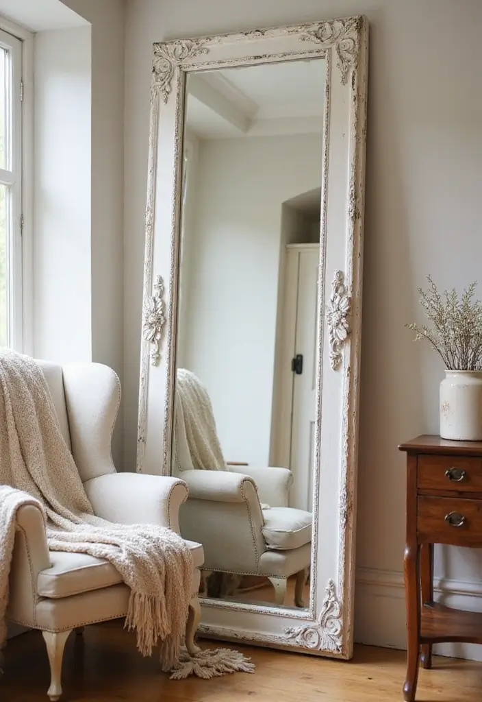 29+ Wall Mirror Ideas That Add Light and Space - 8. Shabby Chic Mirrors