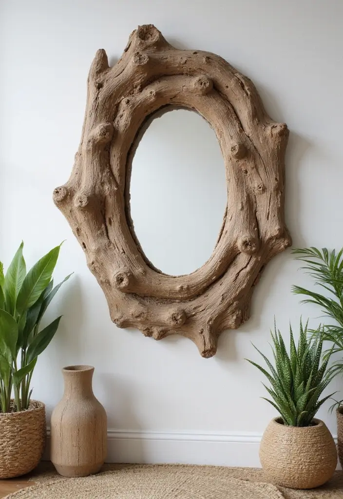 29+ Wall Mirror Ideas That Add Light and Space - 9. Driftwood Mirrors