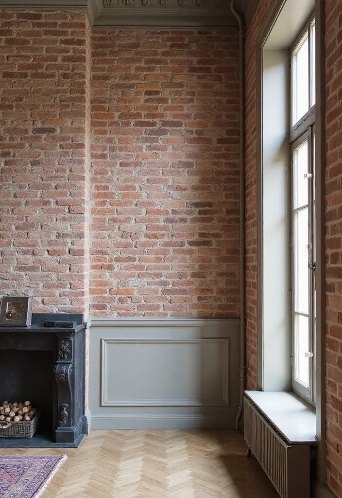 29+ Wall Molding Designs for Elegant Interiors - 17. Exposed Brick Accents