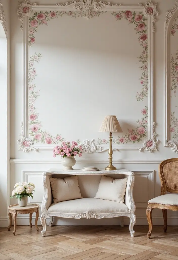 29+ Wall Molding Designs for Elegant Interiors - 18. Vintage Floral Patterns