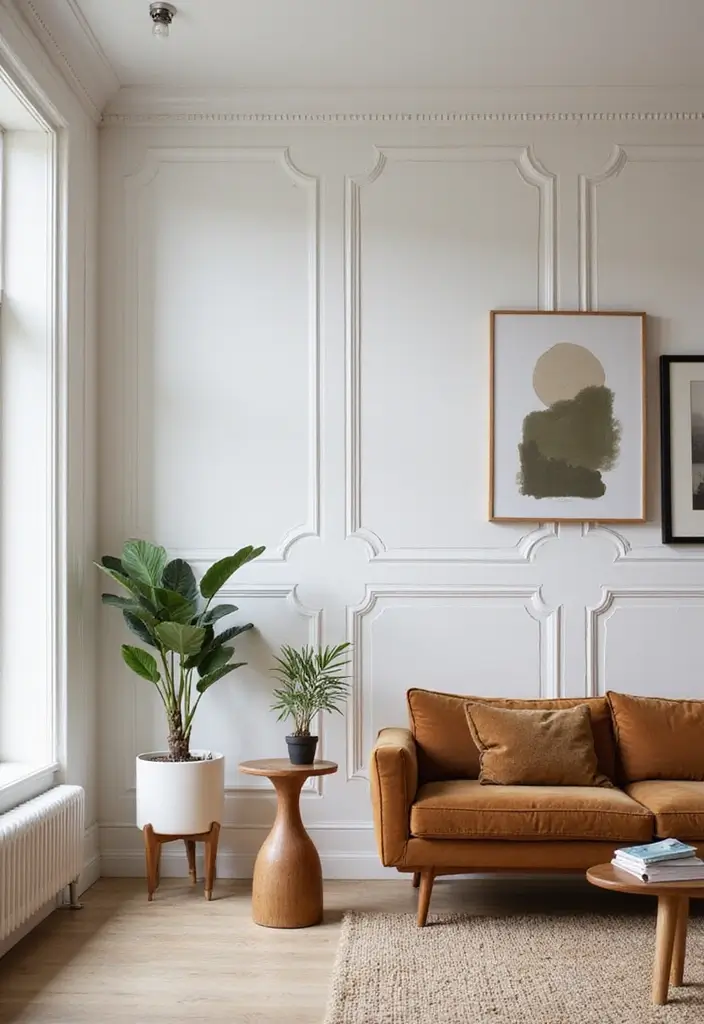 29+ Wall Molding Designs for Elegant Interiors - 26. Mid-Century Modern Accents