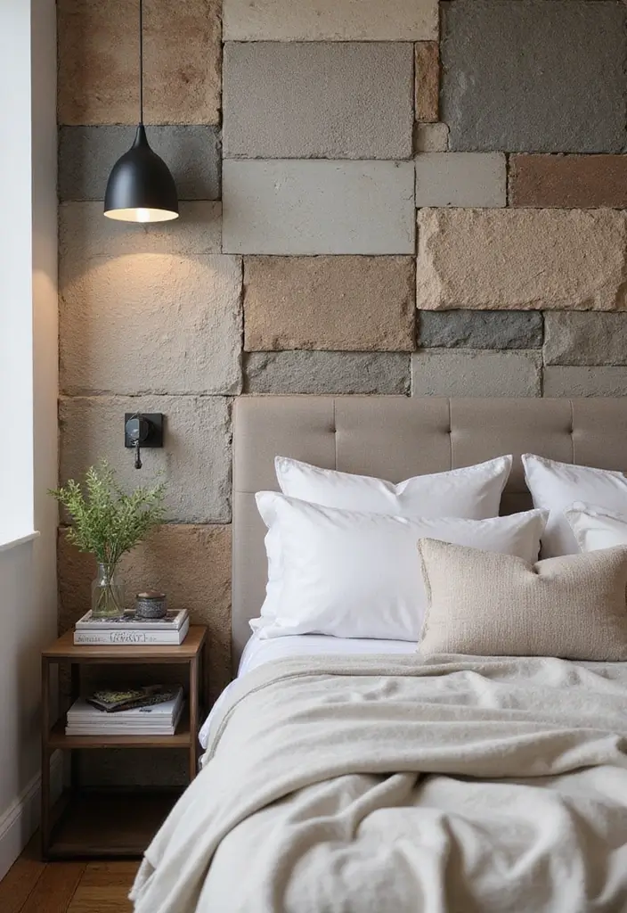 30+ Accent Wall Bedroom Designs That Feel Modern - 14. Layered Textures with Wall Panels