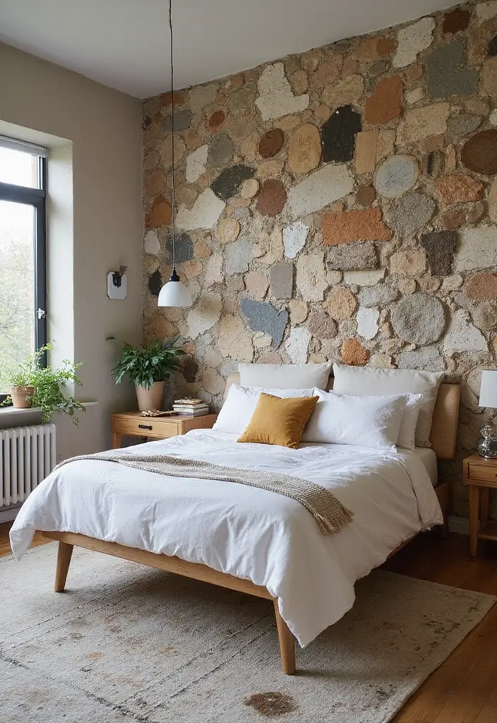 30+ Accent Wall Bedroom Designs That Feel Modern - 24. Upcycled and Recycled Materials