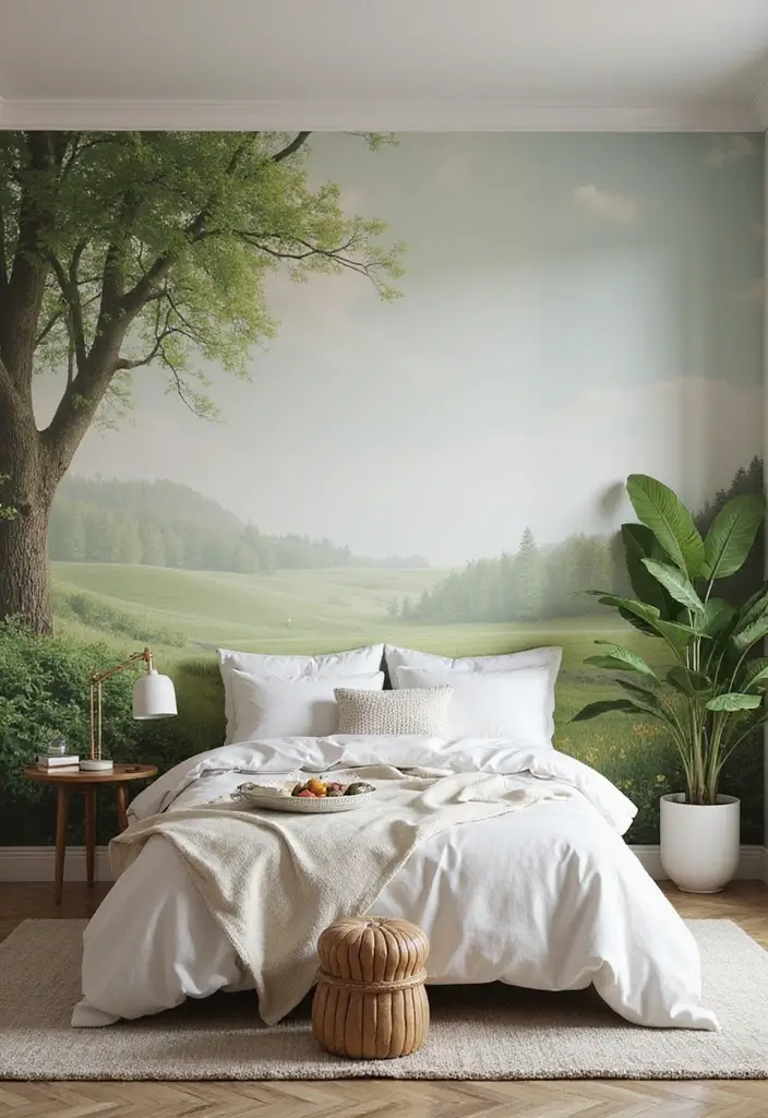 30+ Accent Wall Bedroom Designs That Feel Modern - 30. Nature-Inspired Murals