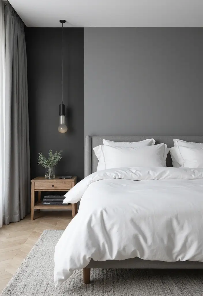 30+ Accent Wall Bedroom Designs That Feel Modern - 5. Monochrome Magic
