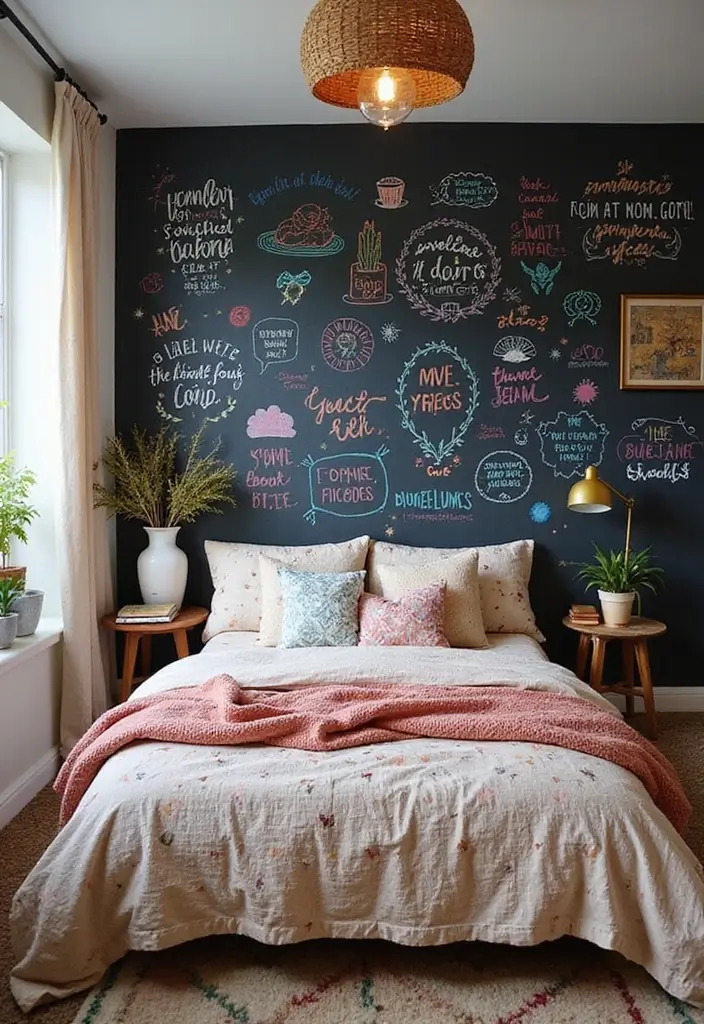 30+ Accent Wall Bedroom Designs That Feel Modern - 8. Creative Chalkboard Walls