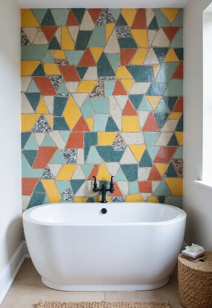 30+ Bathroom Accent Wall Inspirations That Feel Luxe - 1. Bold Geometric Tile Patterns