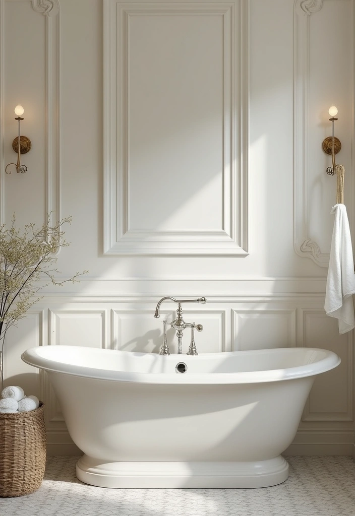 30+ Bathroom Accent Wall Inspirations That Feel Luxe - 19. Classic Wainscoting