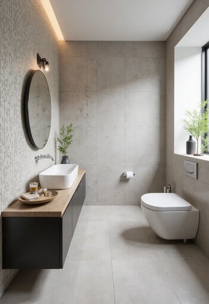 30+ Bathroom Accent Wall Inspirations That Feel Luxe - 25. Textured Wall Coverings