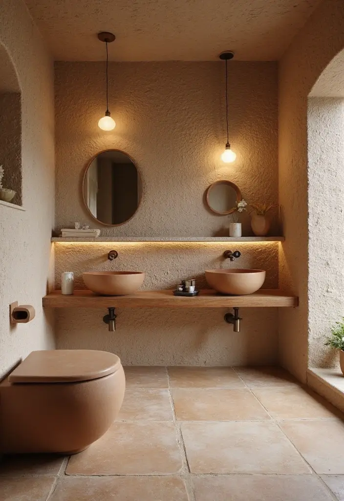 30+ Bathroom Accent Wall Inspirations That Feel Luxe - 28. Natural Textured Walls