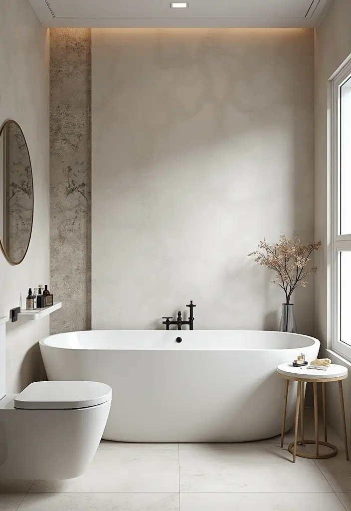 30+ Bathroom Accent Wall Inspirations That Feel Luxe - 8. Textured Plaster Finishes