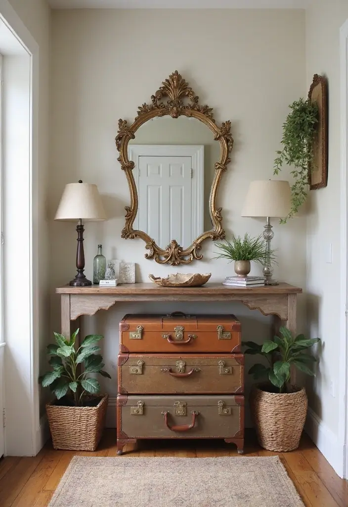 30+ Entryway Wall Ideas That Make a Bold First Impression - 12. Vintage Accents