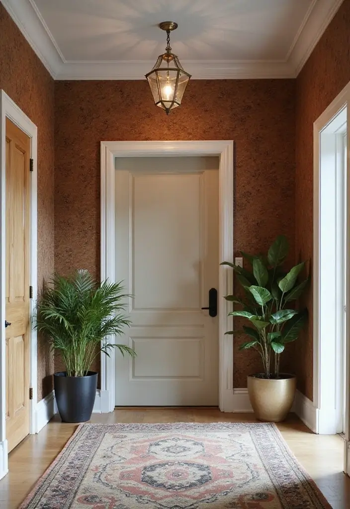 30+ Entryway Wall Ideas That Make a Bold First Impression - 14. Textured Wallpaper