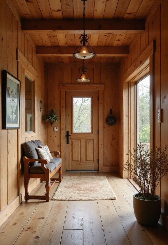 30+ Entryway Wall Ideas That Make a Bold First Impression - 16. Rustic Wood Panels