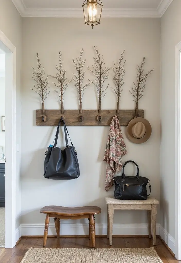 30+ Entryway Wall Ideas That Make a Bold First Impression - 17. Decorative Hooks