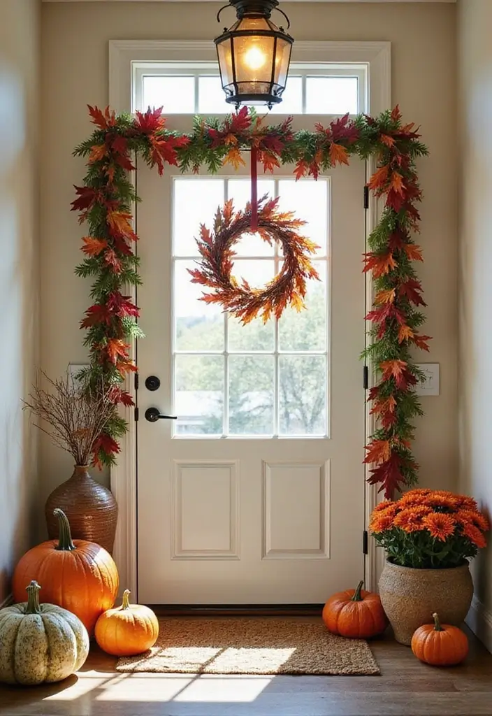 30+ Entryway Wall Ideas That Make a Bold First Impression - 18. Seasonal Decor