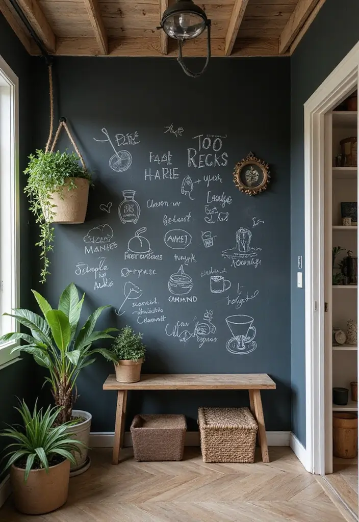 30+ Entryway Wall Ideas That Make a Bold First Impression - 7. Chalkboard Walls