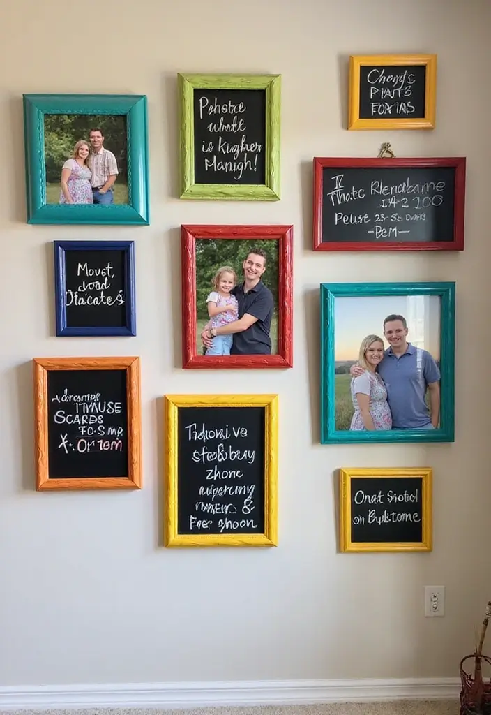 30+ Family Picture Wall Ideas That Feel Heartwarming - 10. Chalkboard Frames