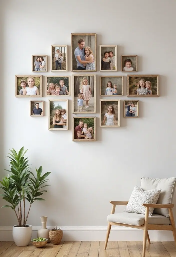 30+ Family Picture Wall Ideas That Feel Heartwarming - 11. Artistic Photo Blocks